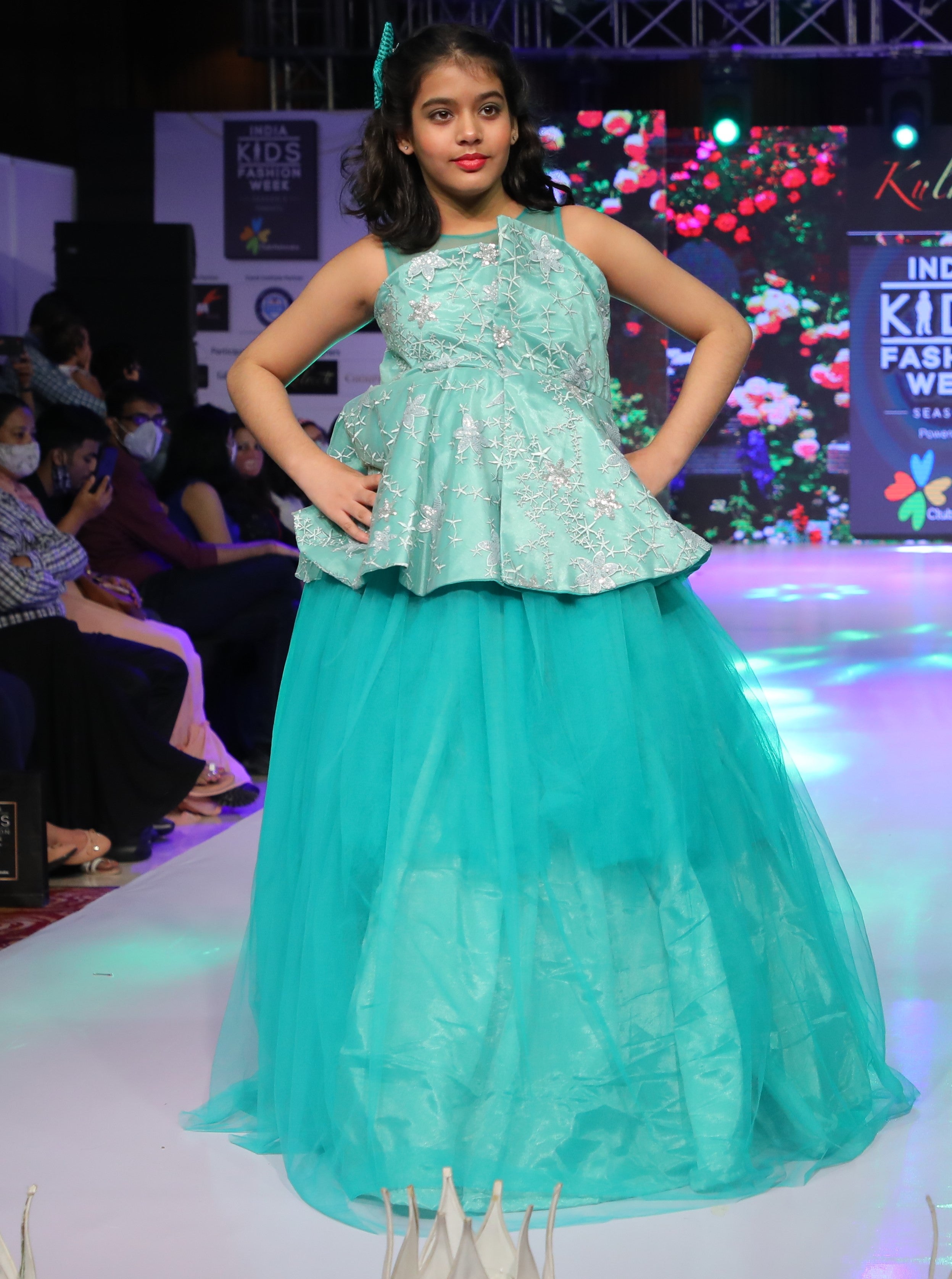 Hand Embroidered Light Sea Green Gown With Dupatta