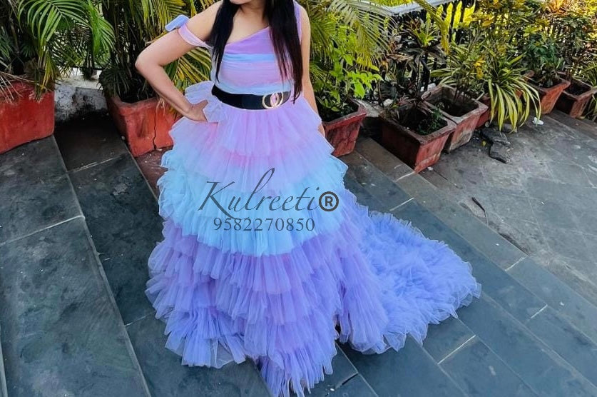 Multi Color Full Layer Frill Gown For Maternity /Pre-wedding shoot