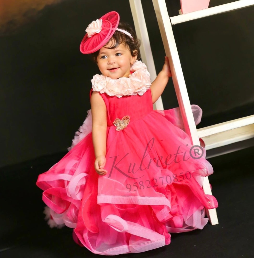 Hot Pink Bone Gown for Baby