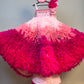 LUXE~One Shoulder Style Gown With Hair Clip Ruffled In Shades Of Pink