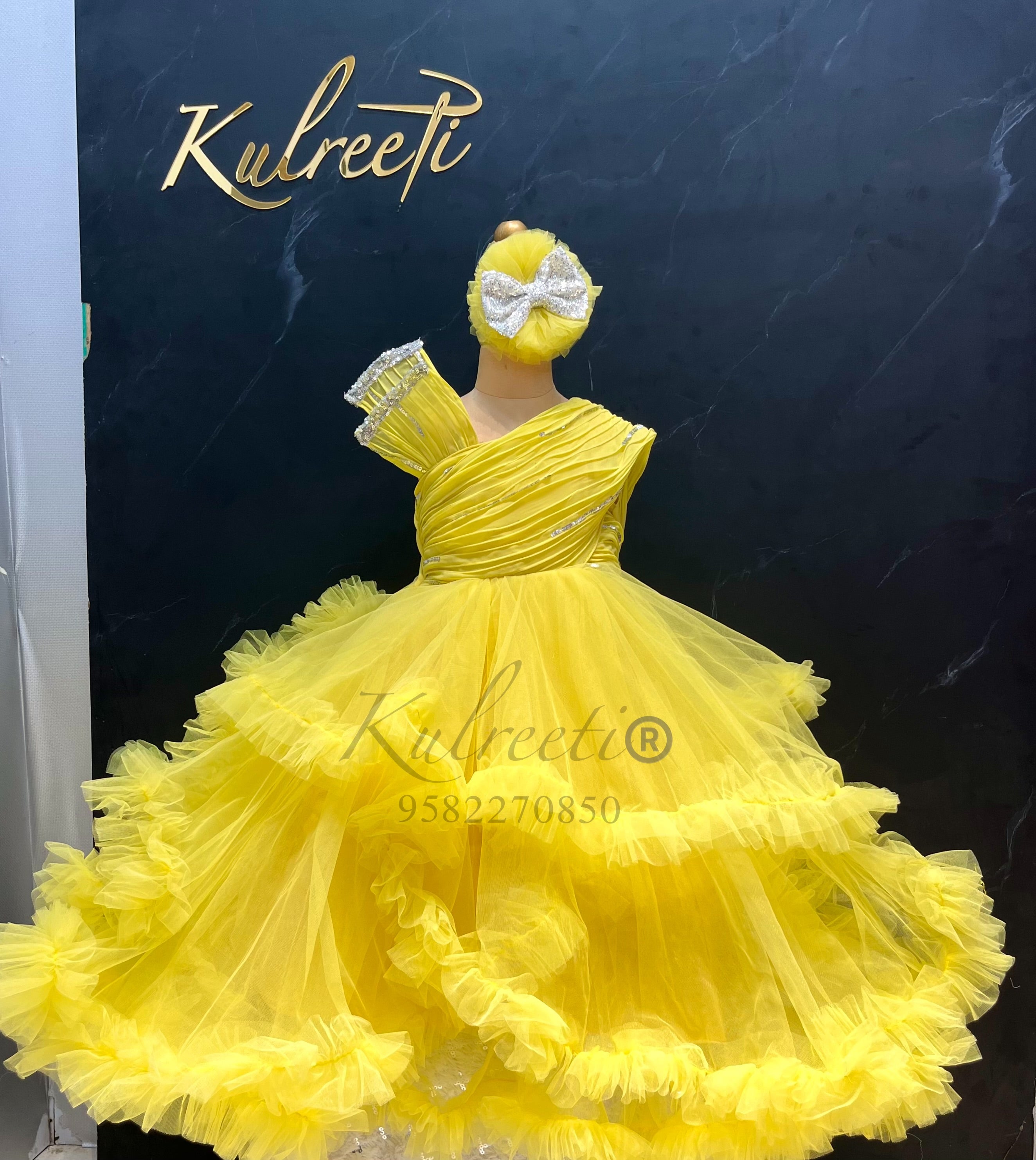 Yellow Embroidered Full Sleeves Breathable Modern Printed Ladies Designer  Gown at Best Price in Delhi | K Maheswari Garments