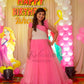 Pink Gown With Pearl Hand Embroidery For Mother & Full Flair Frills Gown For Daughter (1 Pc)